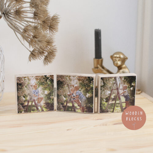 houten fotoluik met 3 foto's