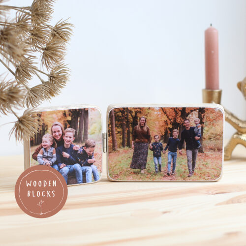 Houten fotoluik met 2 foto's