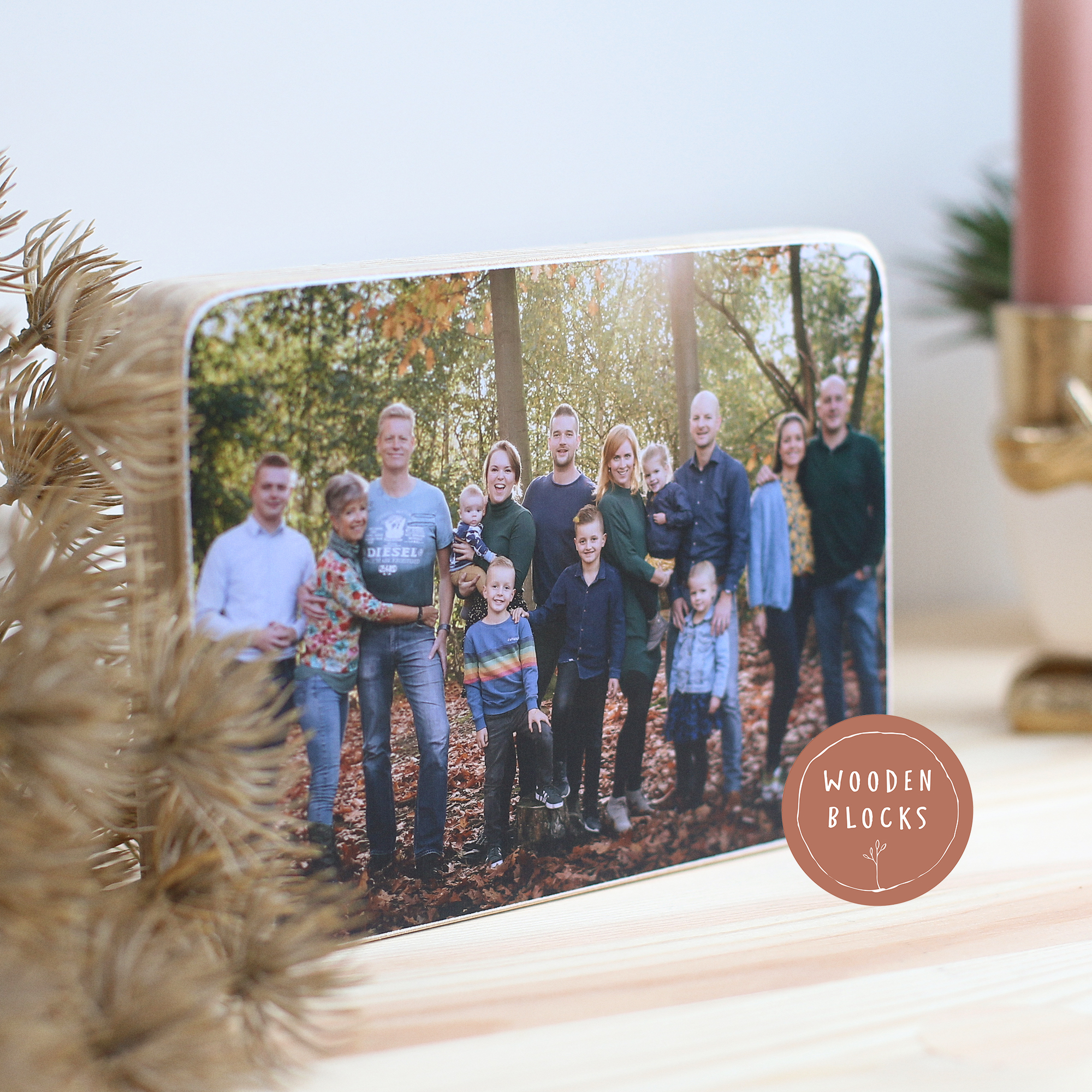 houten fotoblok in interieur groot